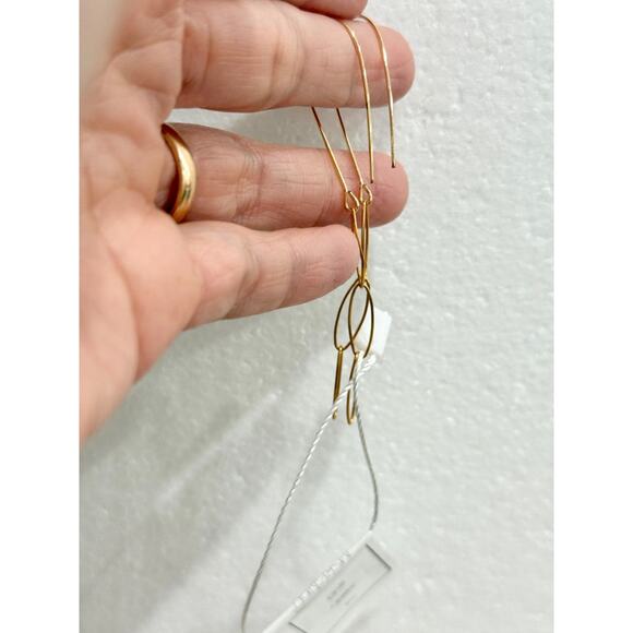 Gold-Tone Elongated Oval Link Dangle/Drop Earrings with Hook Closure - Picture 3 of 3